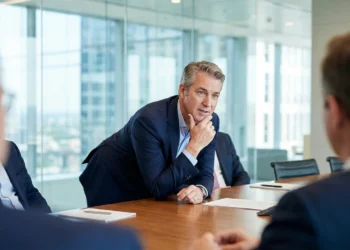 CEO practicing active listening skills in executive meeting