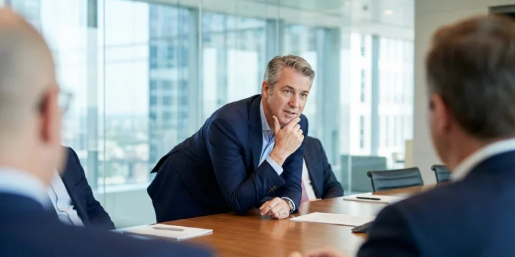 CEO practicing active listening skills in executive meeting