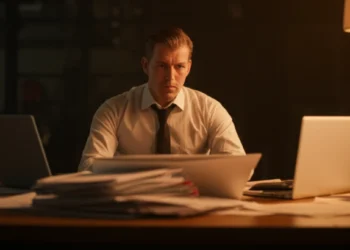 Professional multitasking showing concentration challenges in modern workplace