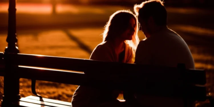 Romantic couple sharing intimate moment showing genuine love and connection