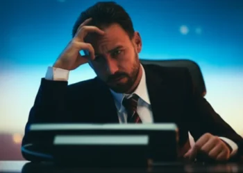 Professional showing stress and anxiety symptoms