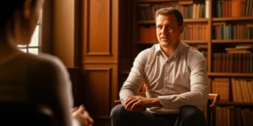 Professional counselor in therapy session discussing attachment styles