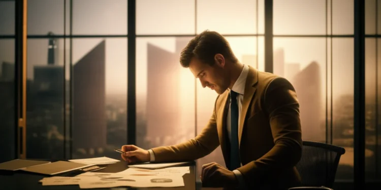 Professional executive planning career development in modern office