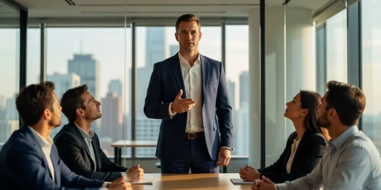 Executive presence in a business meeting