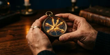 Compass with glowing arrows — emotional intelligence test