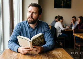 Man reading alone at a coffee shop — introvert vs extrovert personality differences