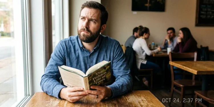 Man reading alone at a coffee shop — introvert vs extrovert personality differences