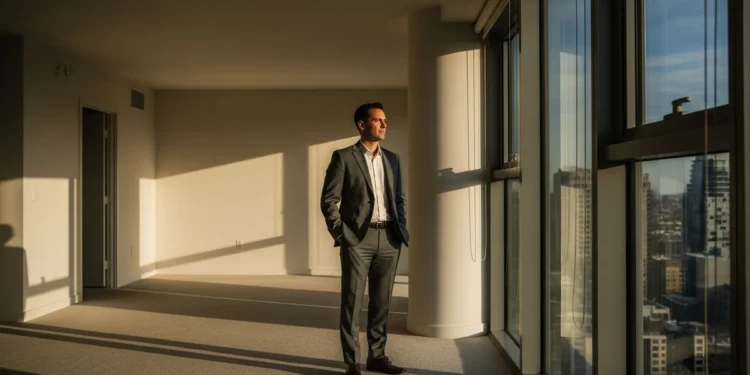 Man contemplating life in empty apartment - scarcity mindset quiz