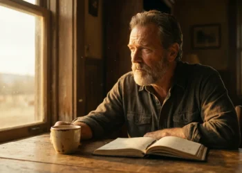 Short motivational quotes — man contemplating in warm amber light