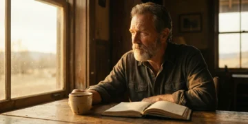 Short motivational quotes — man contemplating in warm amber light