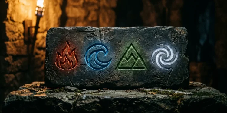 Four elemental symbols carved in stone — temperament quiz