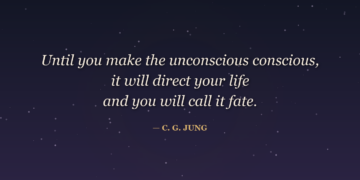 Dark gradient background with the Carl Jung quote: Until you make the unconscious conscious, it will direct your life and you will call it fate