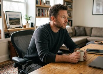 Man working focused at desk representing intrinsic vs extrinsic motivation