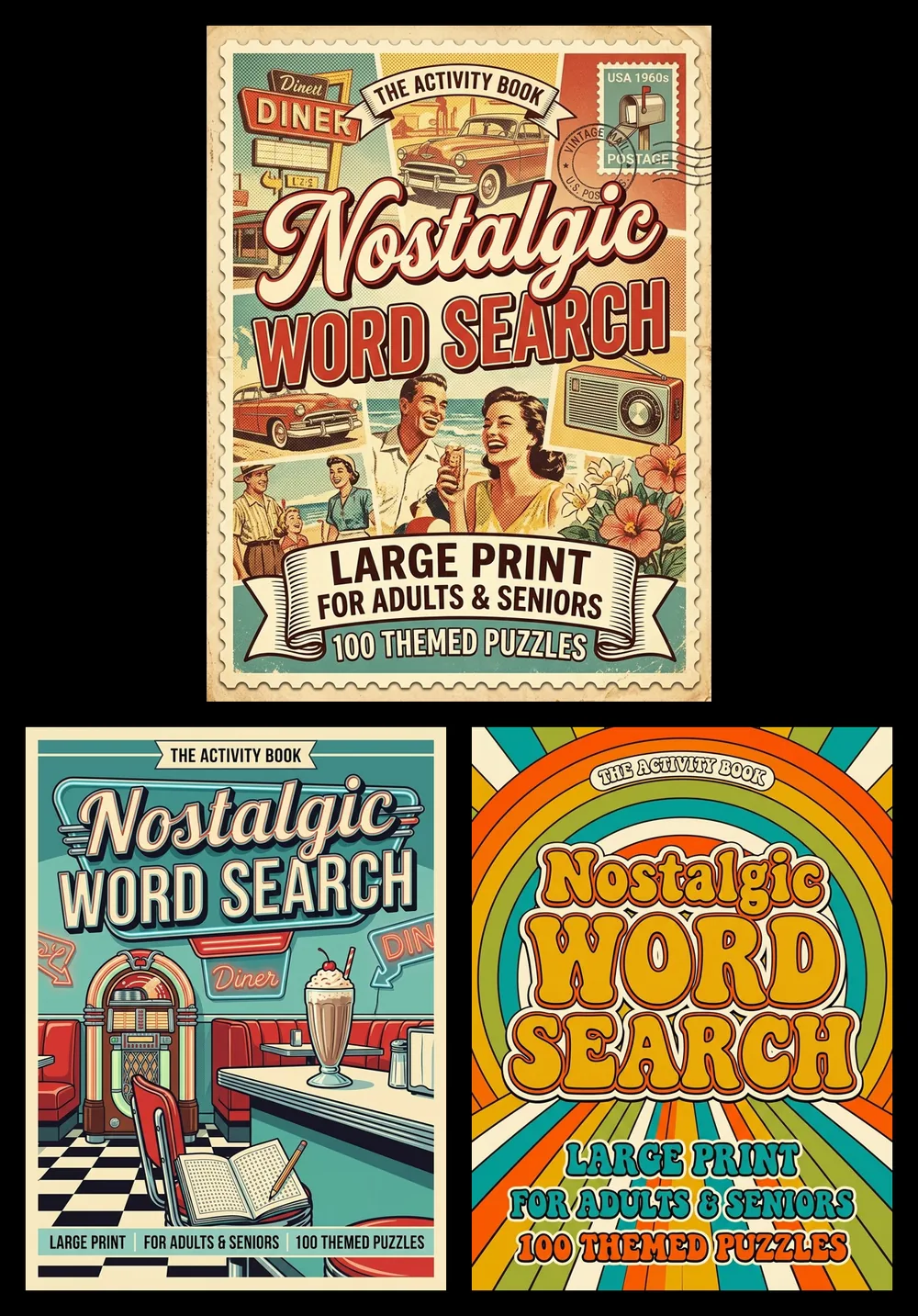 Nostalgic Word Search for Adults & Seniors — 3-book large-print collection