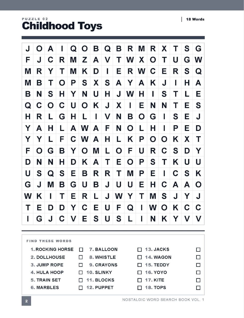 Look inside the Nostalgic Word Search — Childhood Toys puzzle