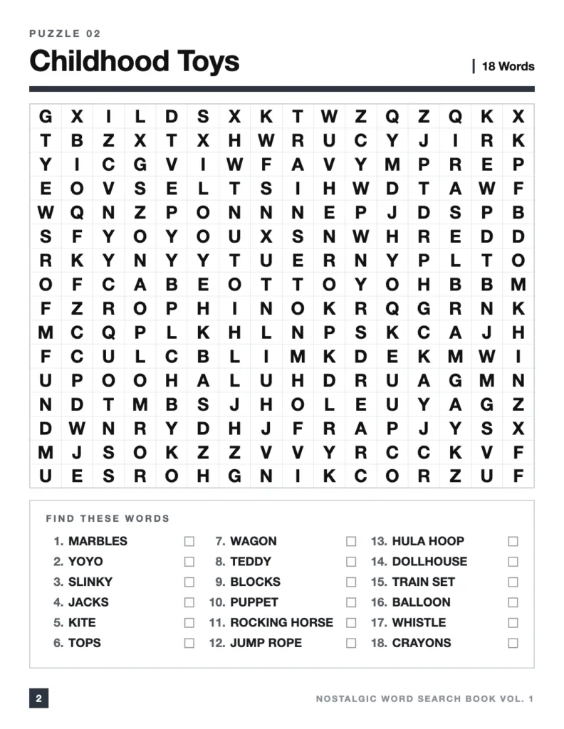 Nostalgic Word Search Vol. 1