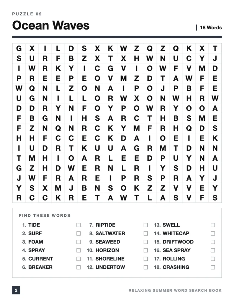 Relaxing Summer Word Search